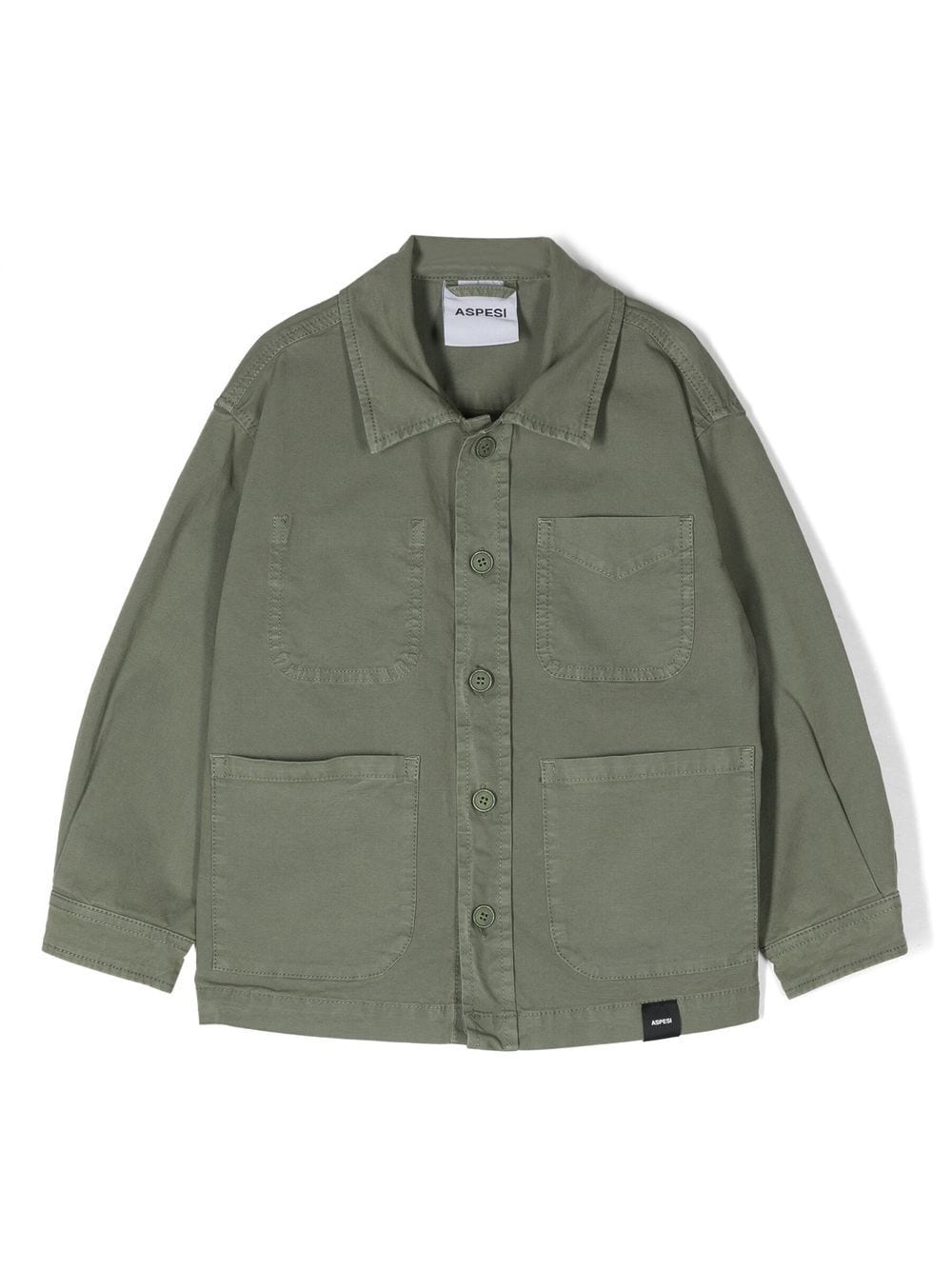 Aspesi Kids button-up stretch-cotton shirt - Green von Aspesi Kids