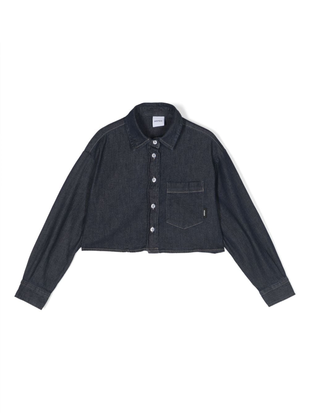 Aspesi Kids buttoned denim cropped shirt - Blue von Aspesi Kids