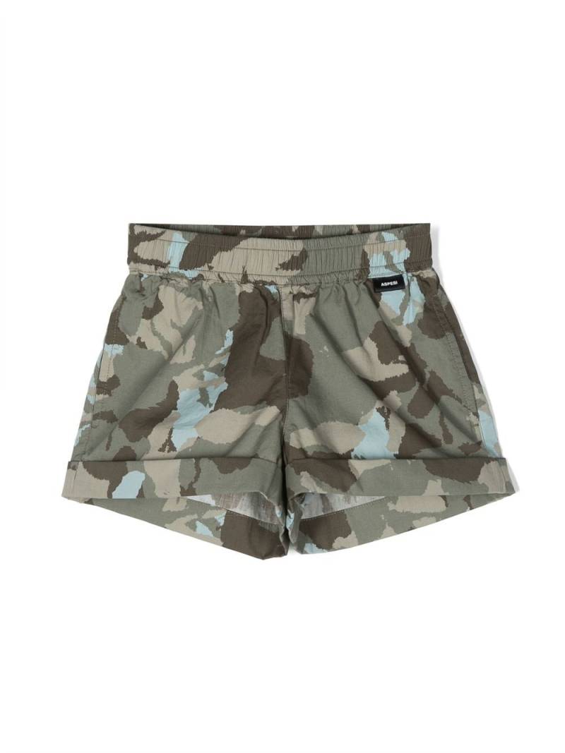 Aspesi Kids camouflage-print shorts - Green von Aspesi Kids