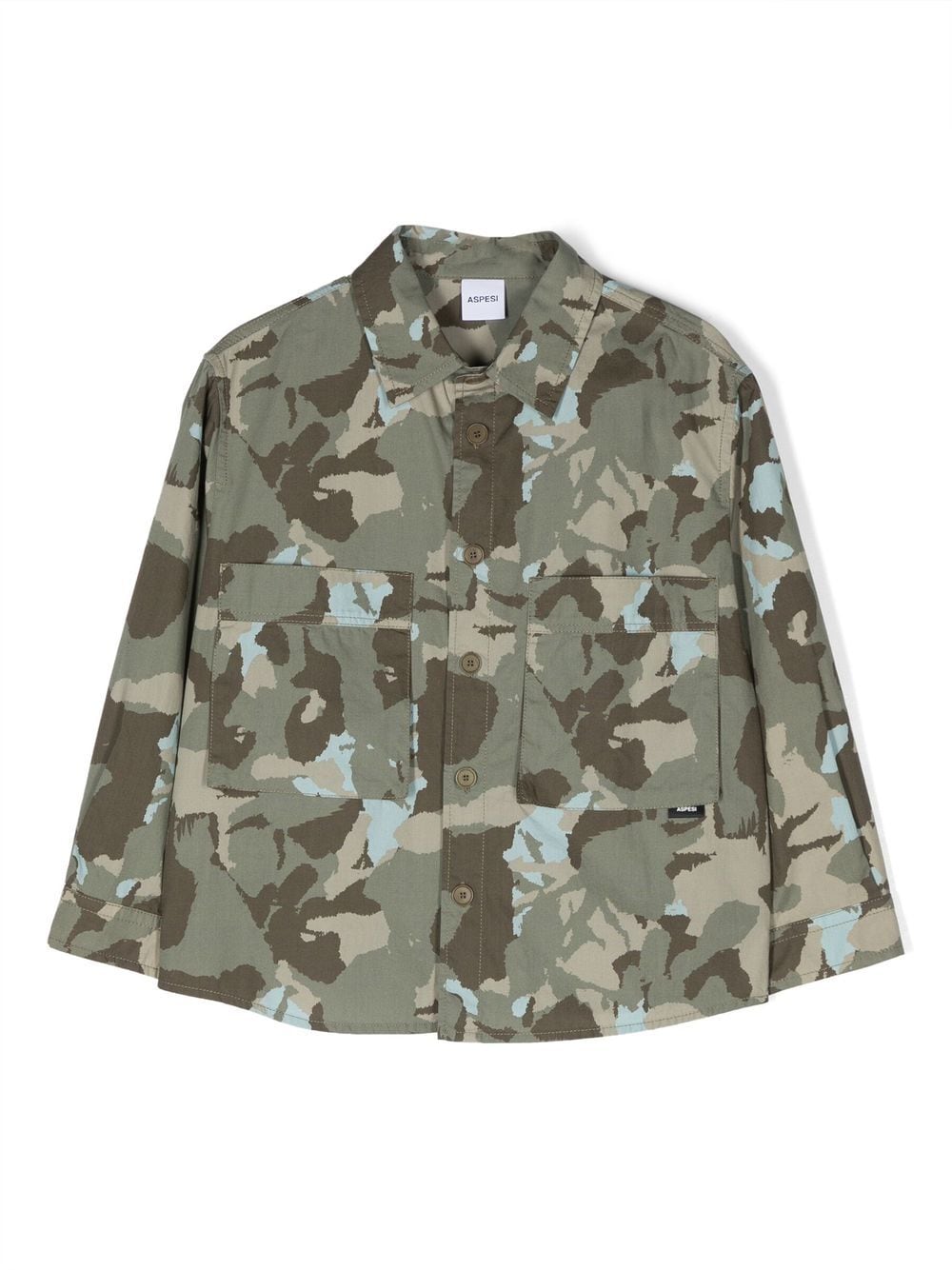 Aspesi Kids camouflage-print two-pocket shirt - Green von Aspesi Kids