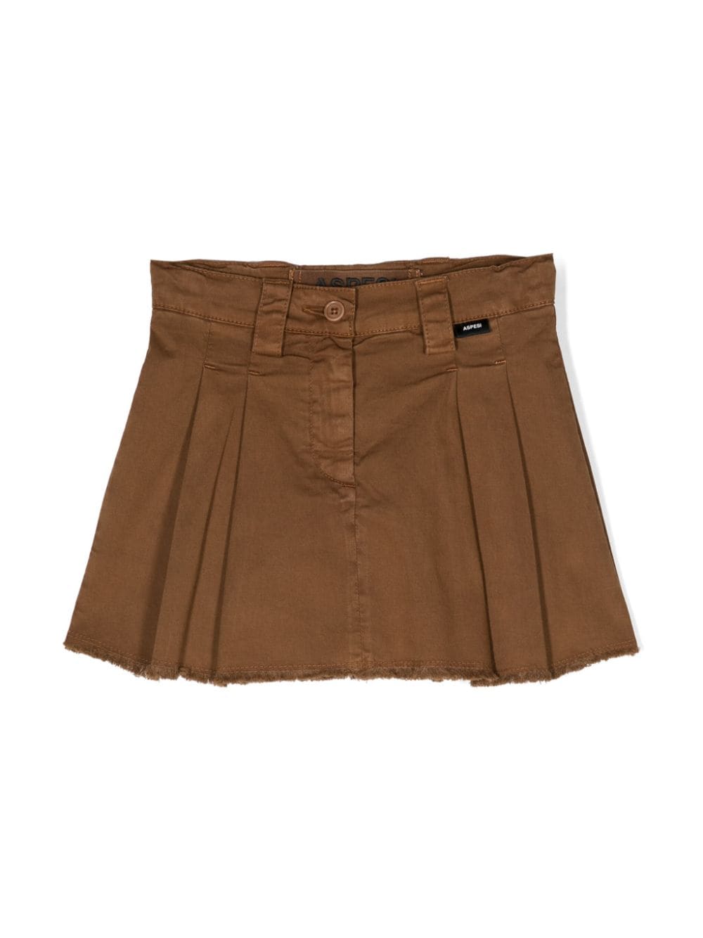 Aspesi Kids frayed-hem pleated skirt - Brown von Aspesi Kids