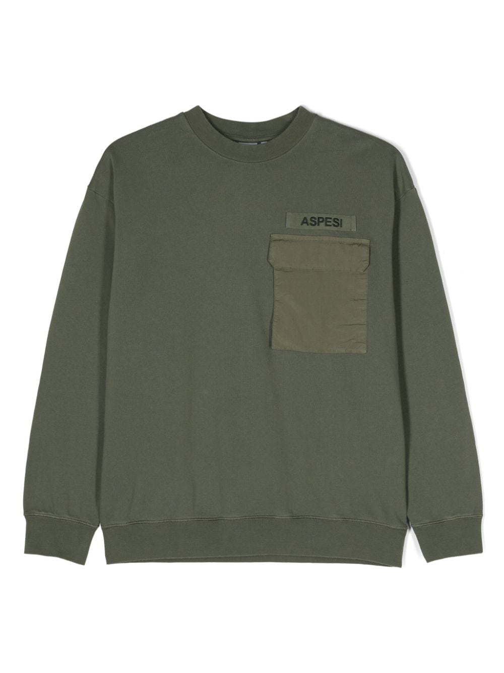 Aspesi Kids logo-patch cotton sweatshirt - Green von Aspesi Kids