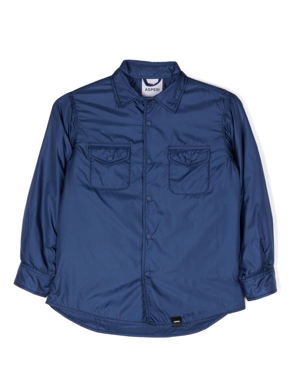 Aspesi Kids logo-patch shirt jacket - Blue von Aspesi Kids