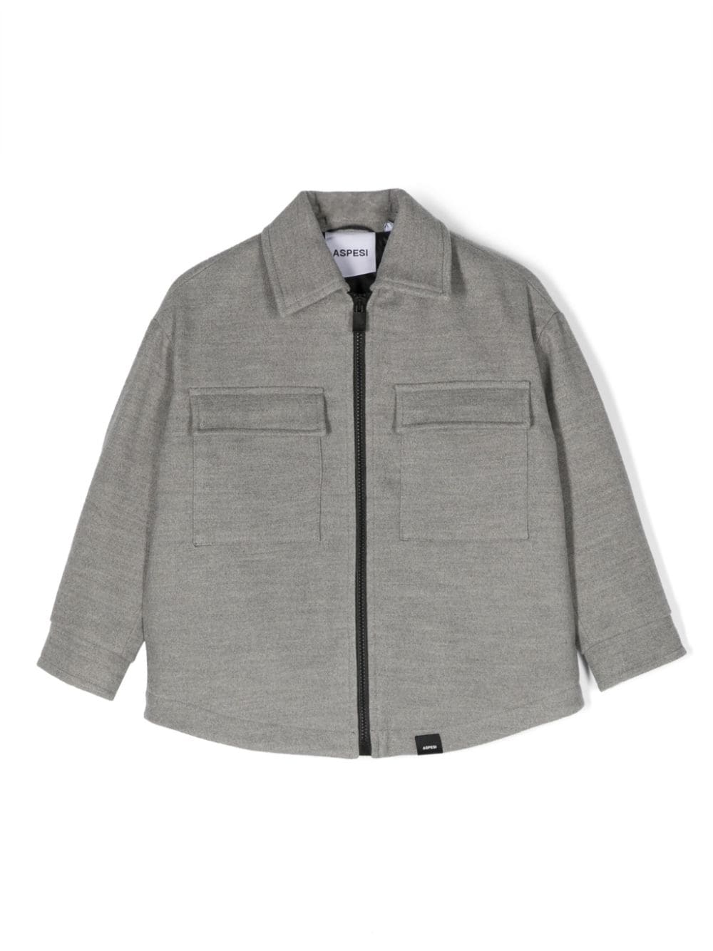 Aspesi Kids mélange-effect zip-up shirt jacket - Grey von Aspesi Kids