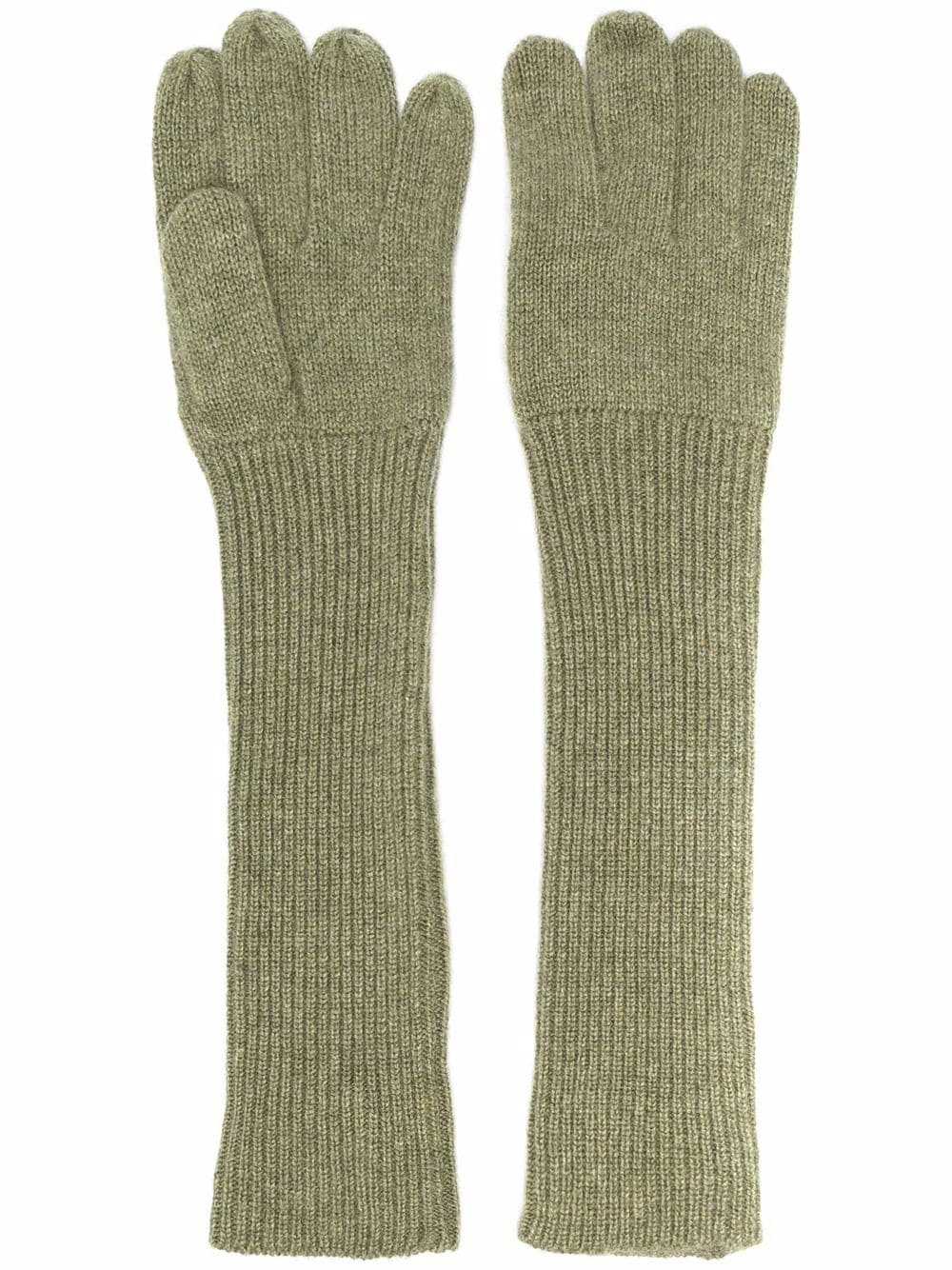ASPESI ribbed-knit cashmere gloves - Green von ASPESI