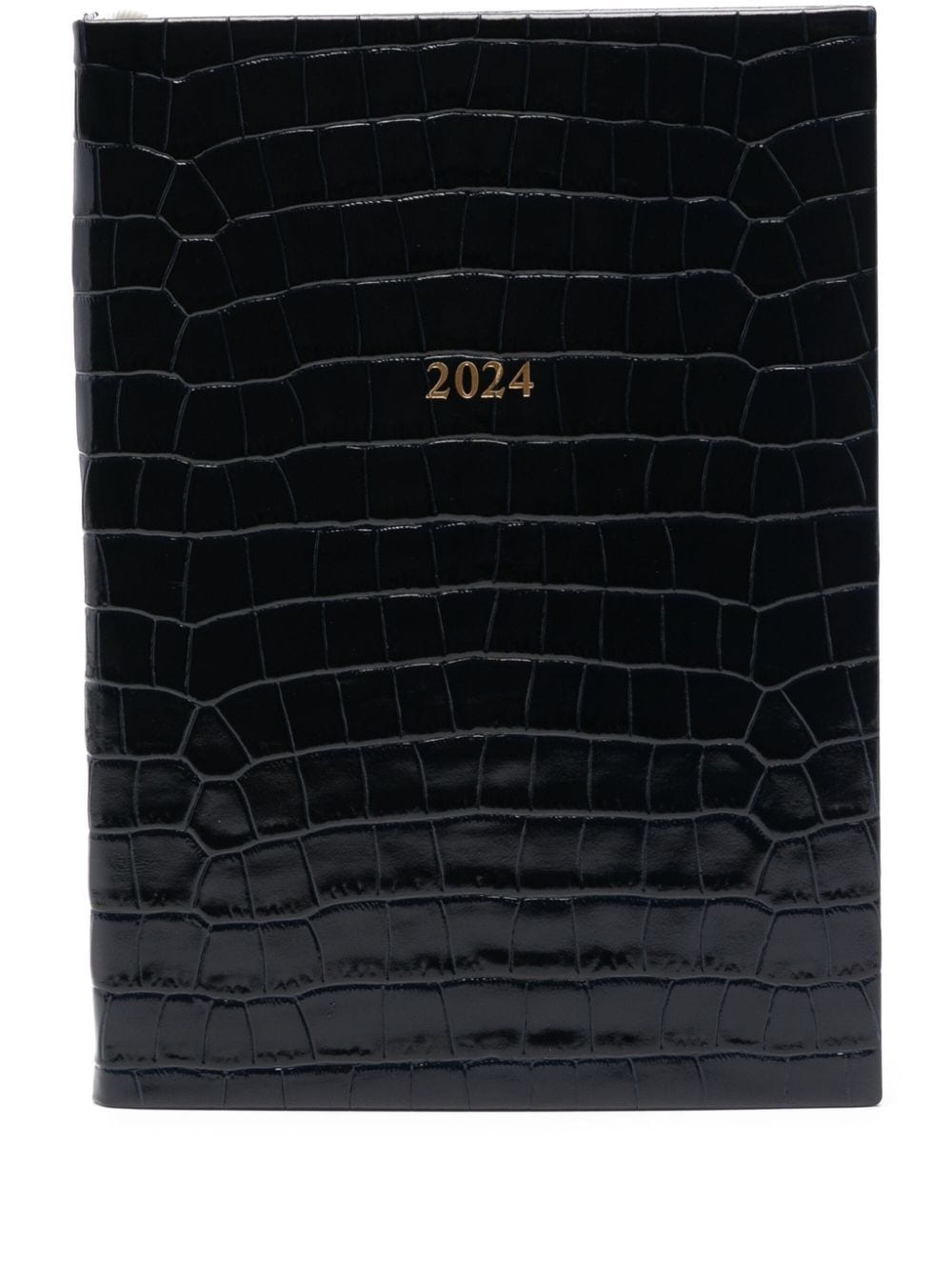 Aspinal Of London 2024 A5-sized crocodile-effect diary - Blue von Aspinal Of London