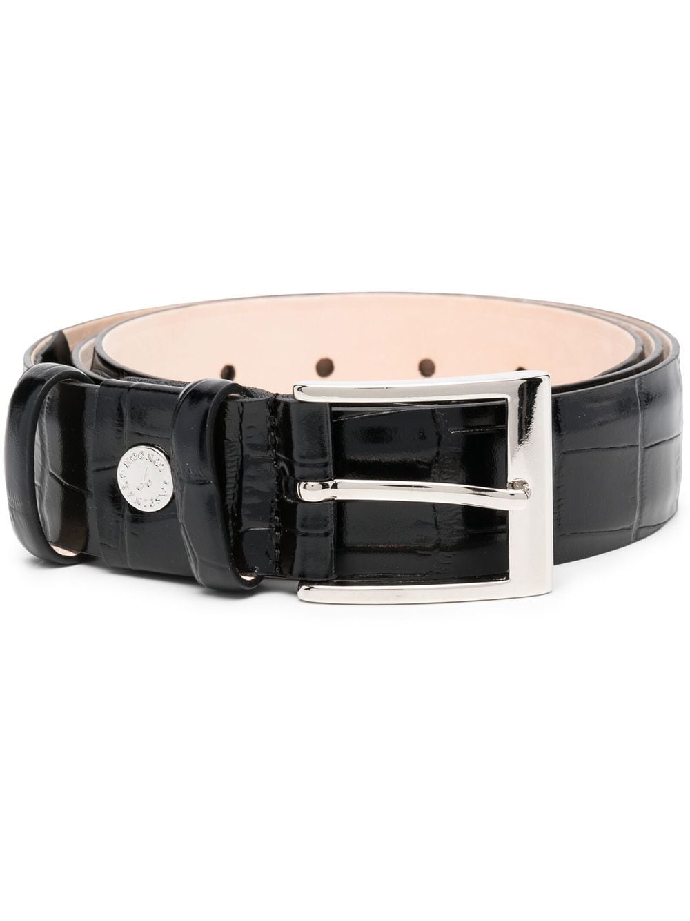 Aspinal Of London Classic crocodile-effect leather belt - Black von Aspinal Of London