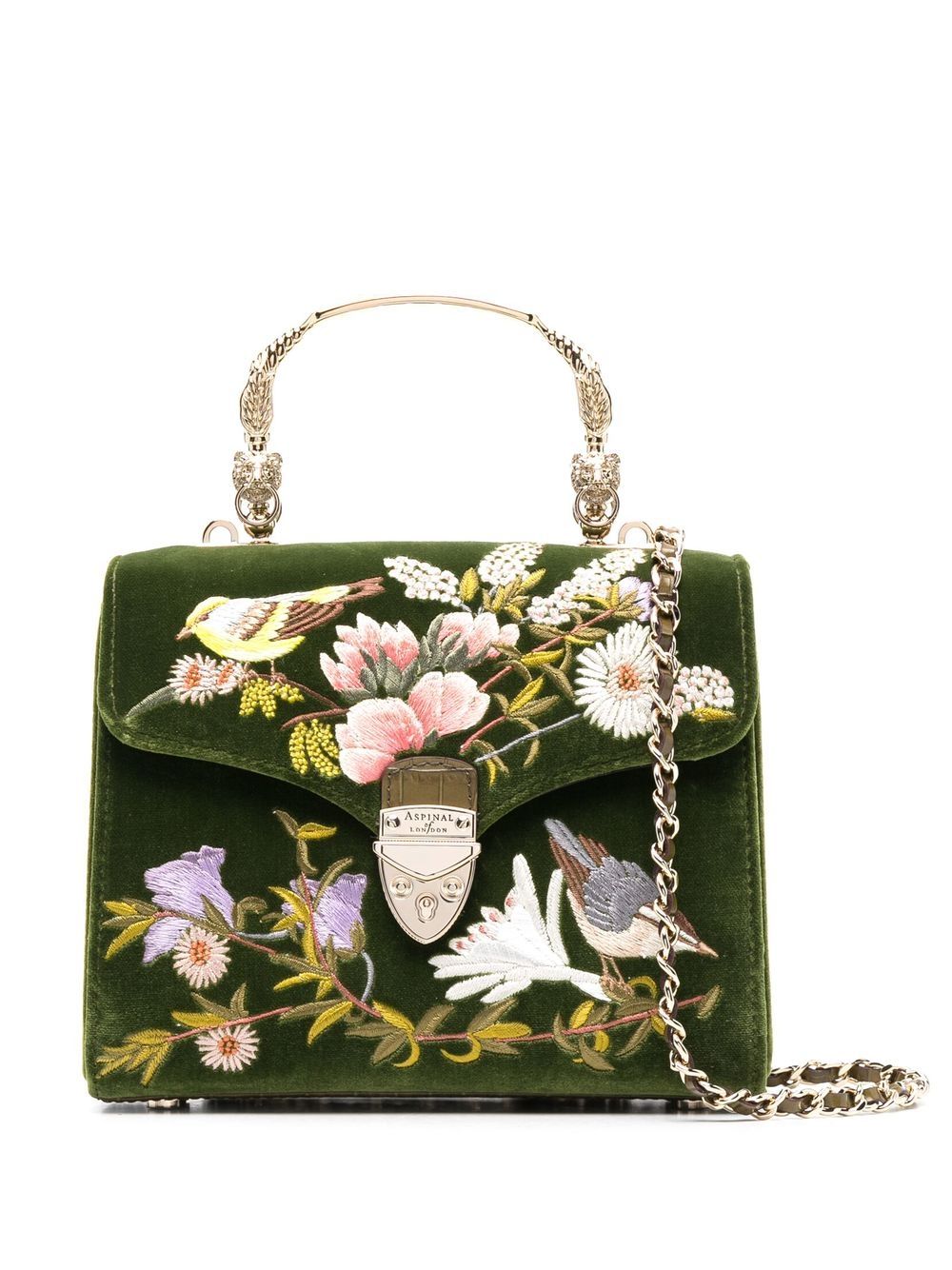 Aspinal Of London Mayfair bird-embroidered tote bag - Green von Aspinal Of London