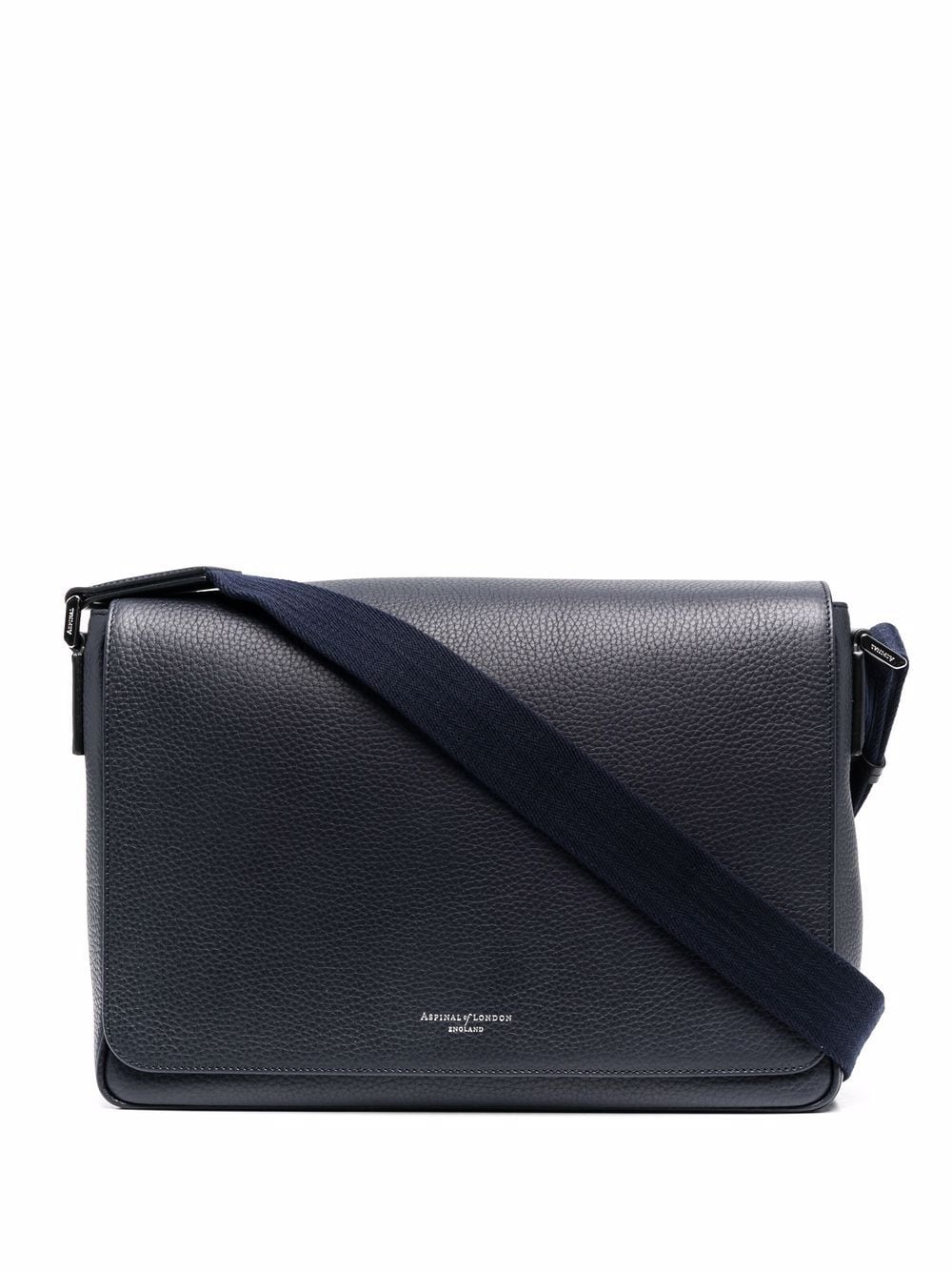 Aspinal Of London Reporter grained-effect messenger bag - Blue von Aspinal Of London