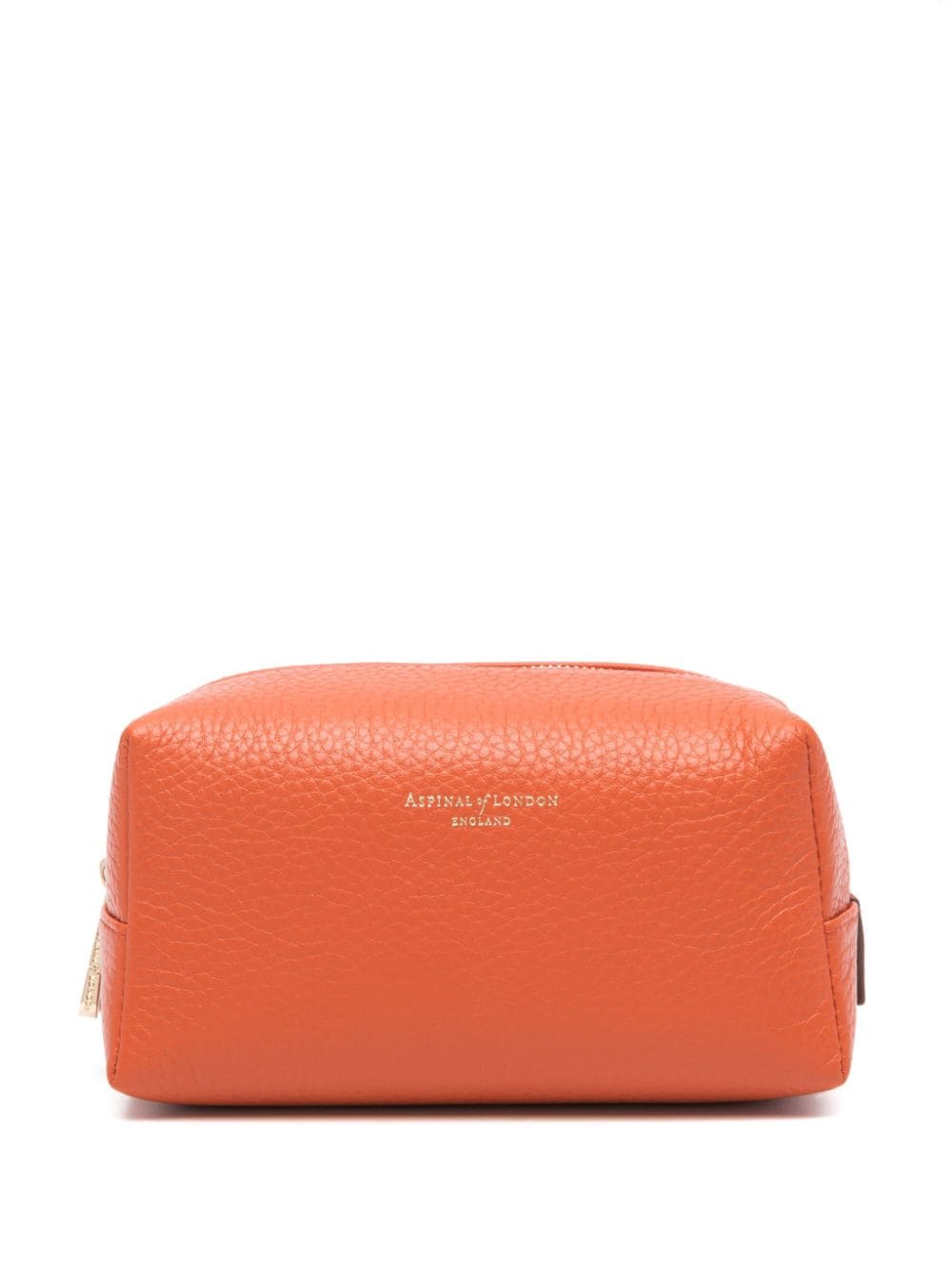 Aspinal Of London small London leather make up bag - Orange von Aspinal Of London