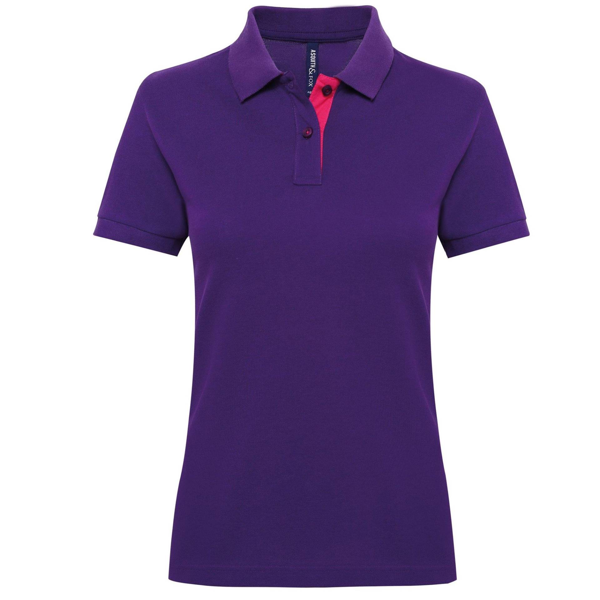 Kurzarm Kontrast Polo Shirt Damen Lila M von Asquith & Fox