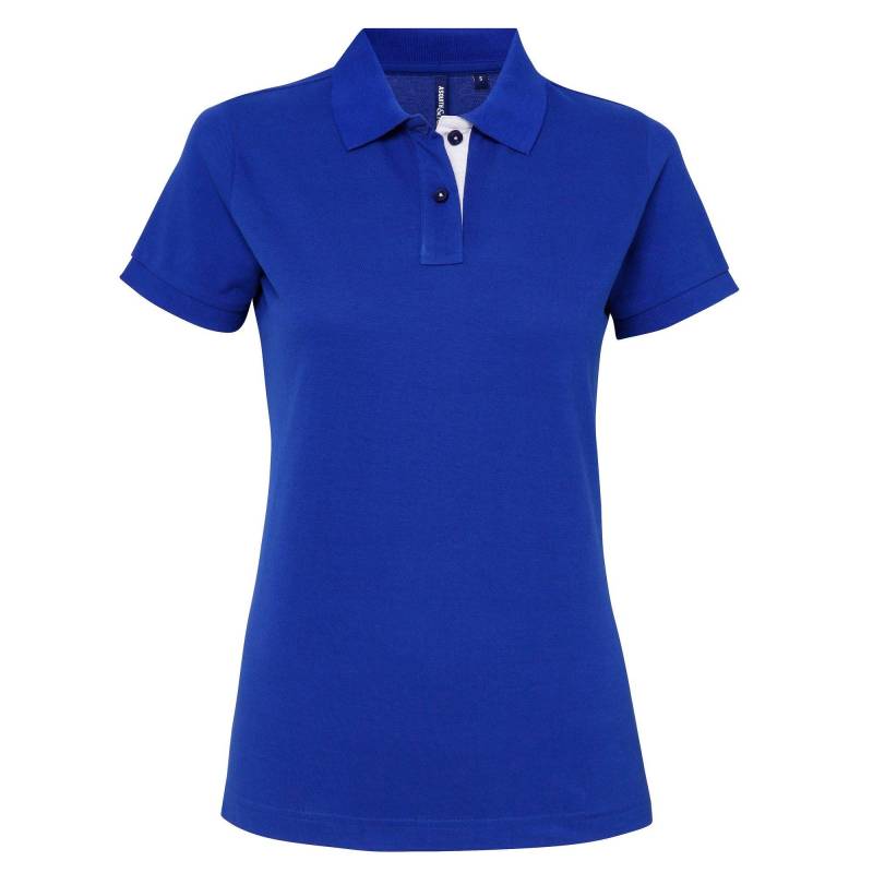 Kurzarm Kontrast Polo Shirt Damen Königsblau XXL von Asquith & Fox