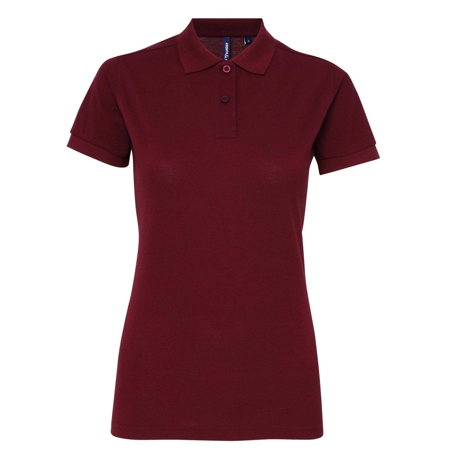 Kurzarm Performance Blend Polo Shirt Damen Weinrot M