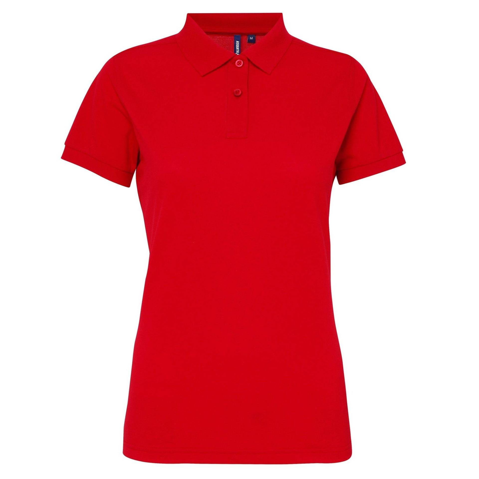 Kurzarm Performance Blend Polo Shirt Damen Rot Bunt M von Asquith & Fox