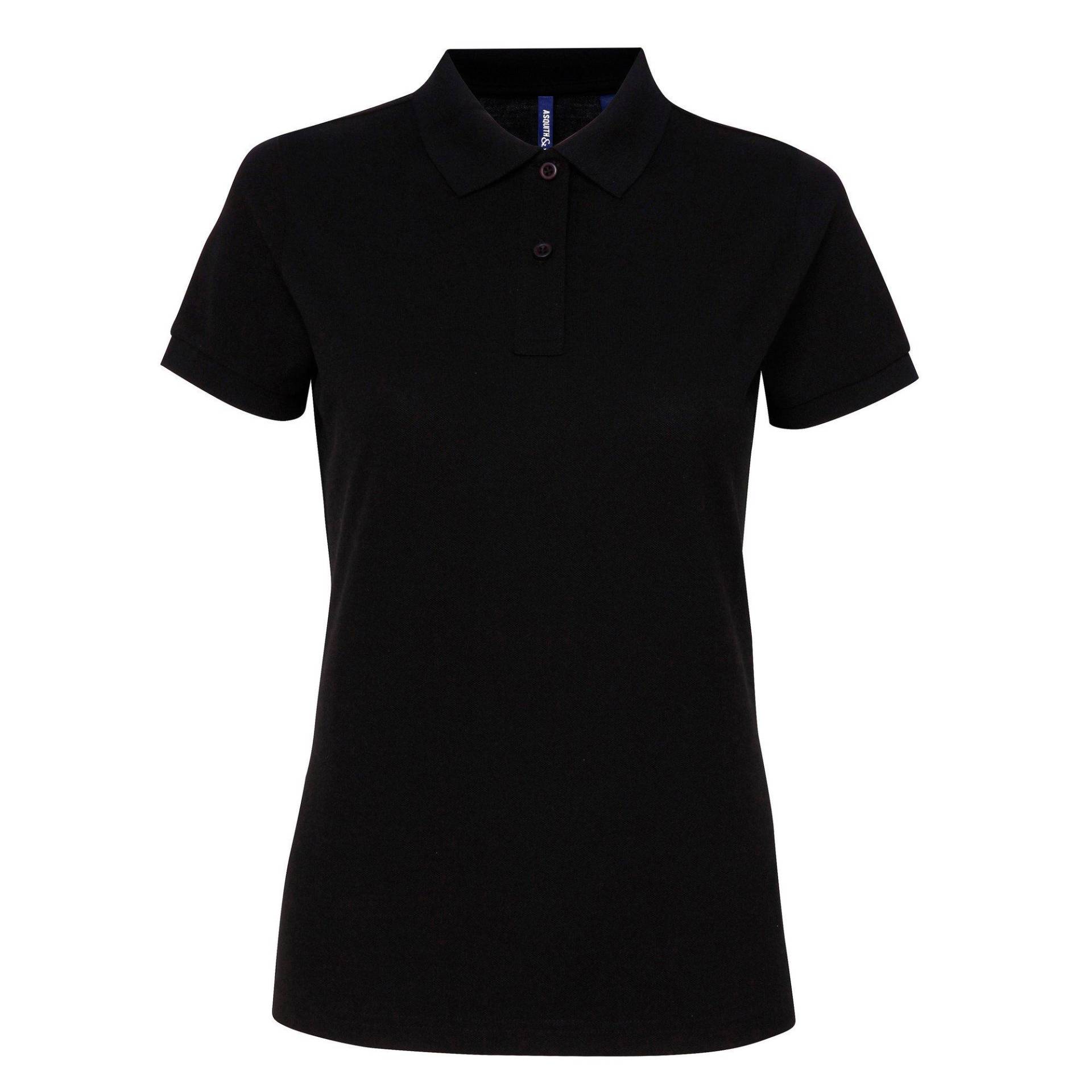 Kurzarm Performance Blend Polo Shirt Damen Schwarz M von Asquith & Fox