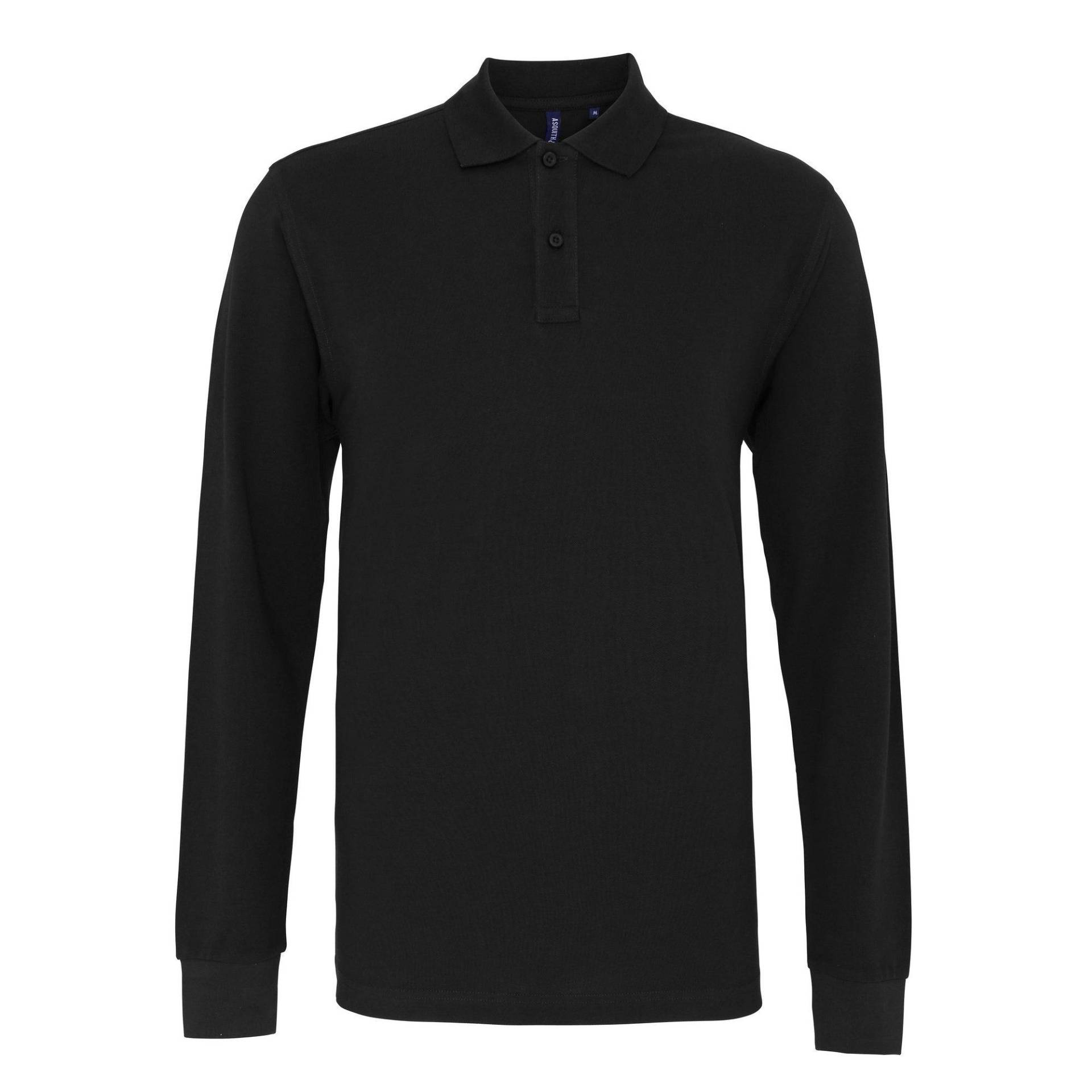 Poloshirt, Langärmlig Herren Schwarz 3XL von Asquith & Fox