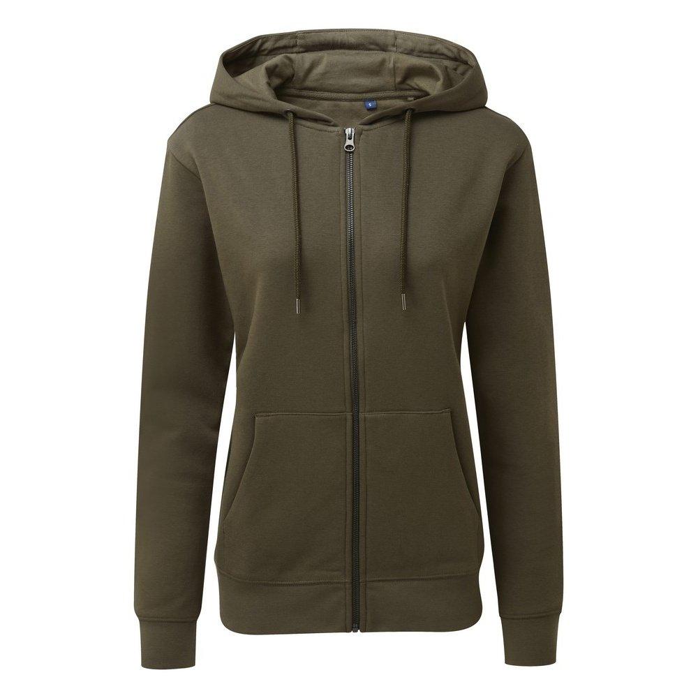 Zipthrough Organic Hoodie Damen Olivegrün 38 von Asquith & Fox