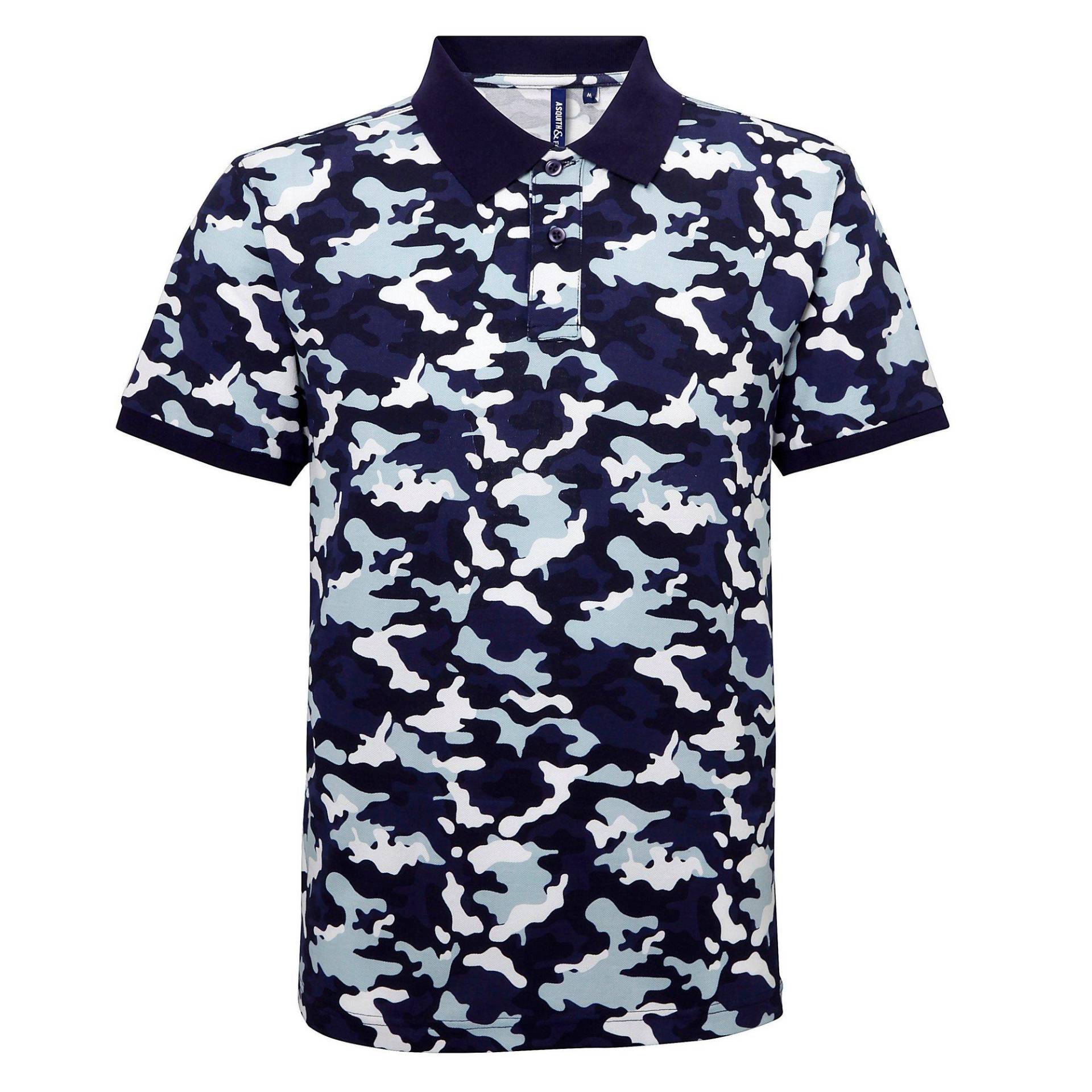 Camo Poloshirt Herren Blau S von Asquith & Fox