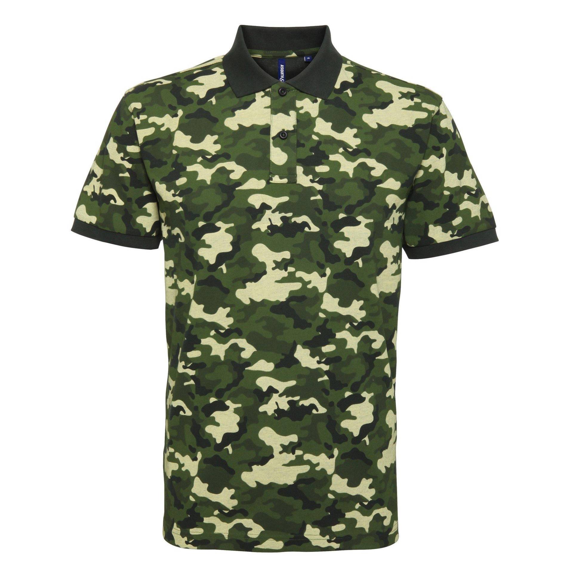 Camo Poloshirt Herren Grün XL von Asquith & Fox