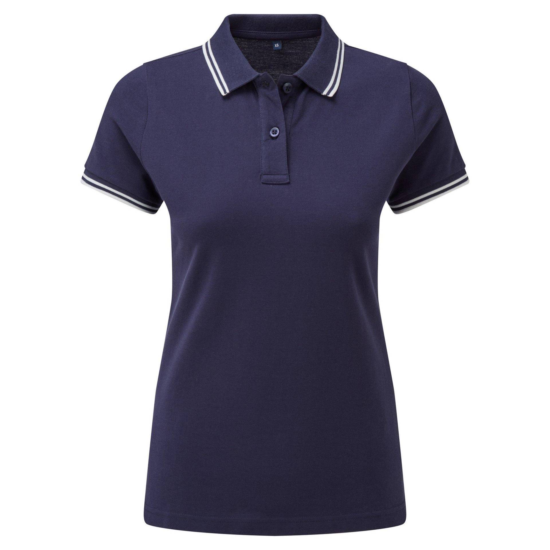 Poloshirt Mit Kontrastfarbenen Streifen Damen Marine L von Asquith & Fox