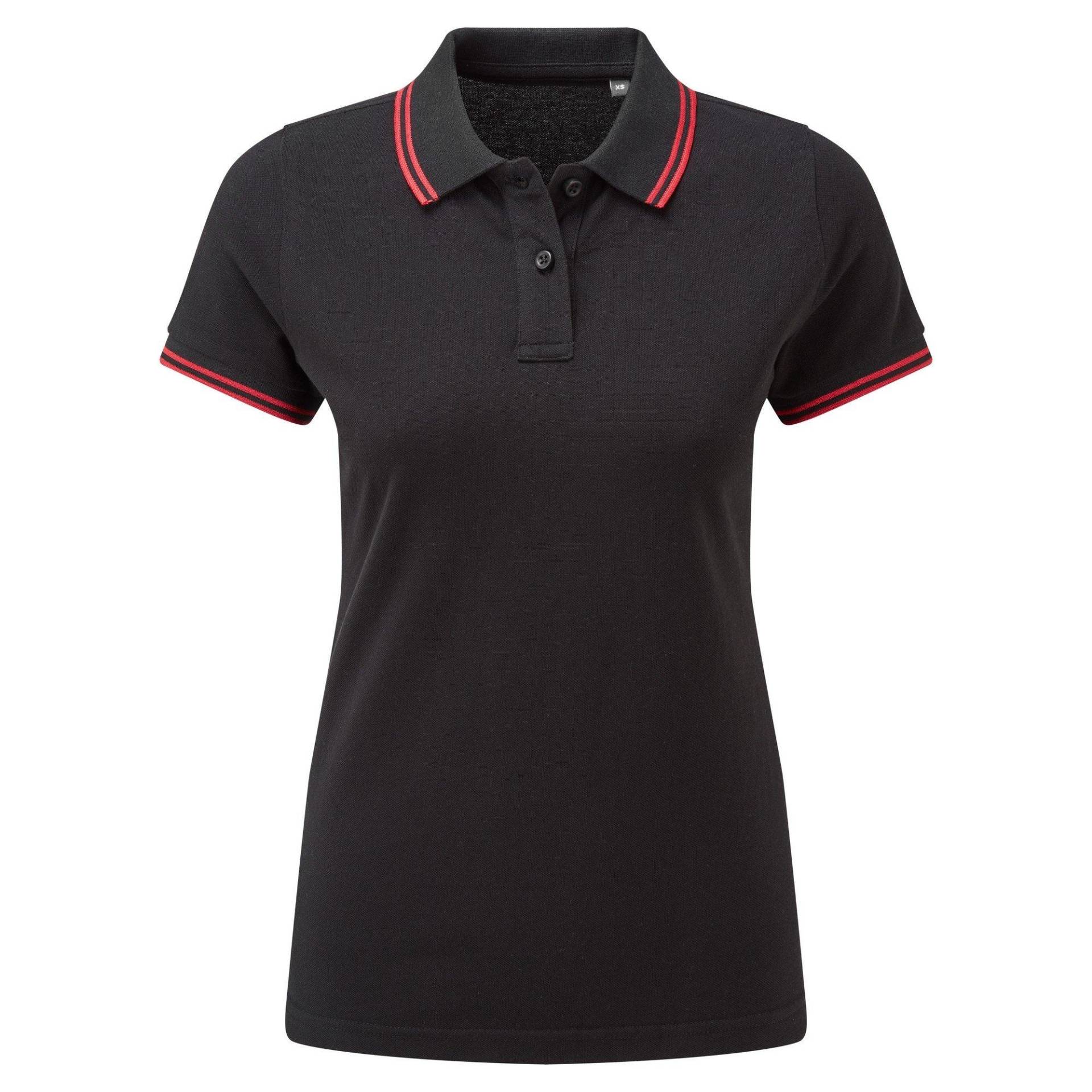 Poloshirt Mit Kontrastfarbenen Streifen Damen Schwarz L von Asquith & Fox