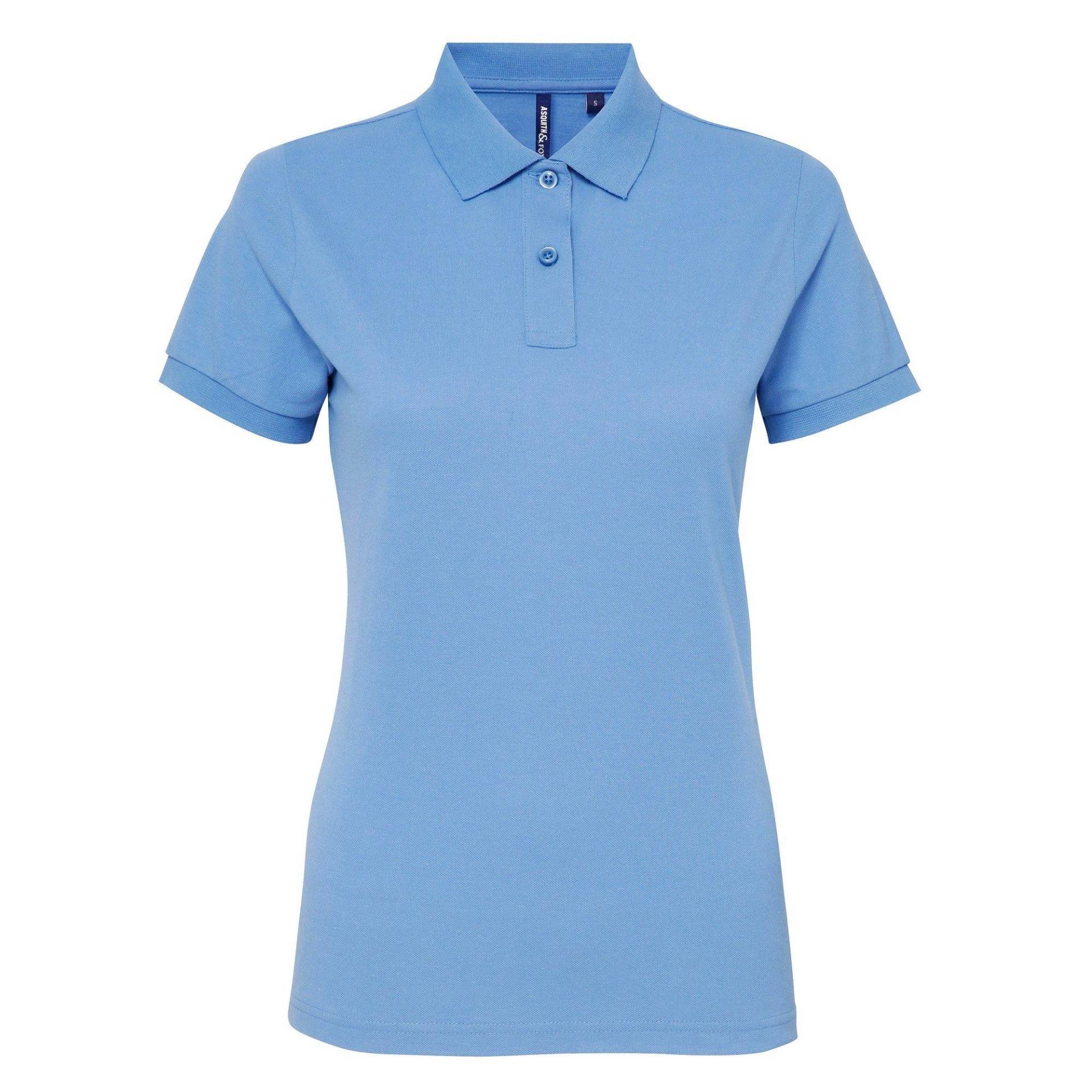 Kurzarm Performance Blend Polo Shirt Damen Kornblumenblau M von Asquith & Fox