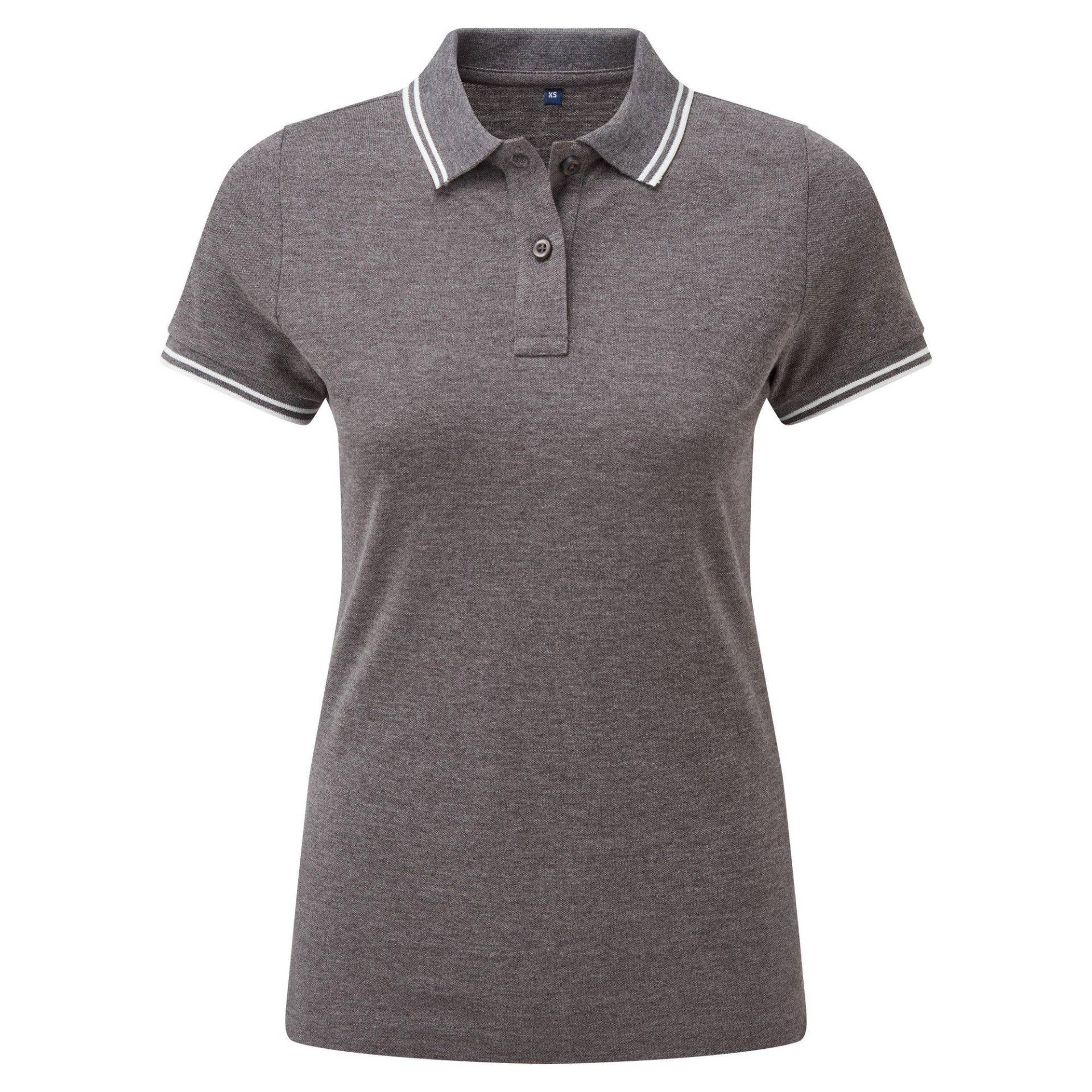 Poloshirt Mit Kontrastfarbenen Streifen Damen Charcoal Black M von Asquith & Fox