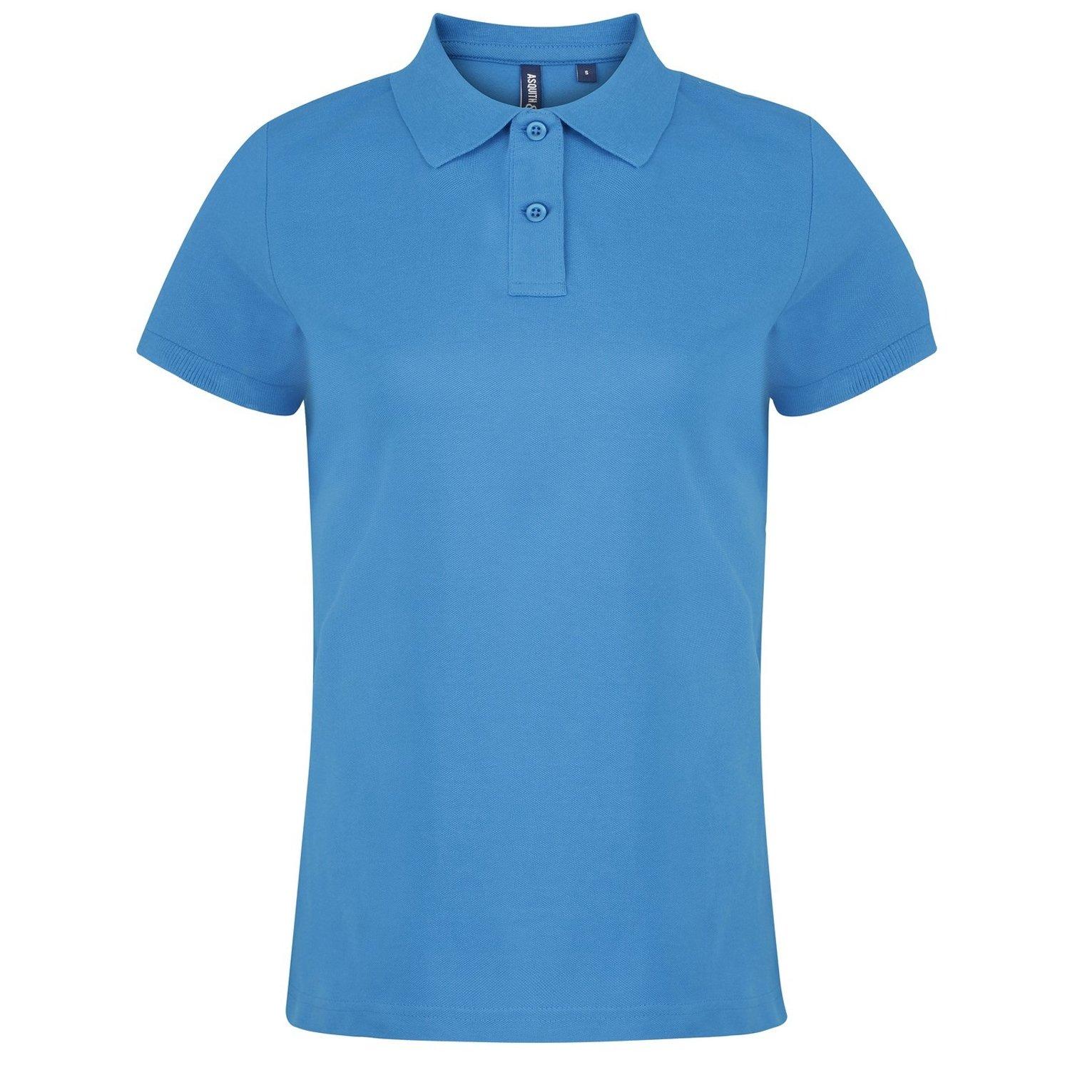 Plain Kurzarm Polo Shirt Damen Saphirblau M von Asquith & Fox