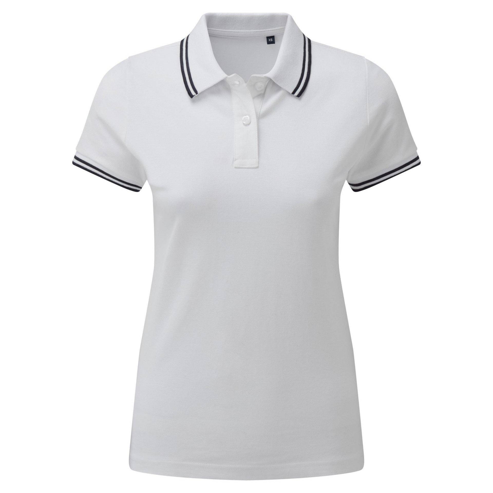Poloshirt Mit Kontrastfarbenen Streifen Damen Weiss S von Asquith & Fox