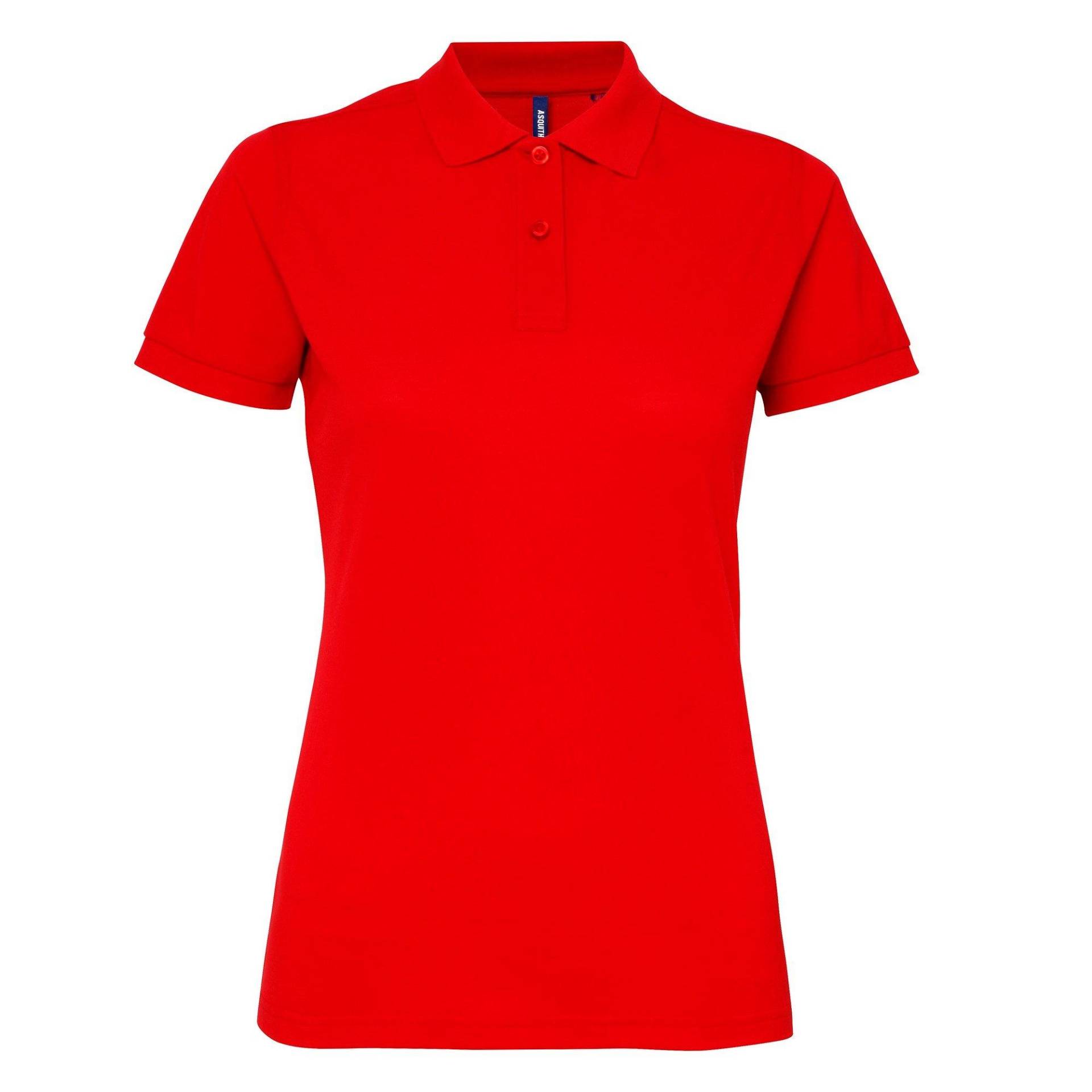 Kurzarm Performance Blend Polo Shirt Damen Rot Bunt XL von Asquith & Fox