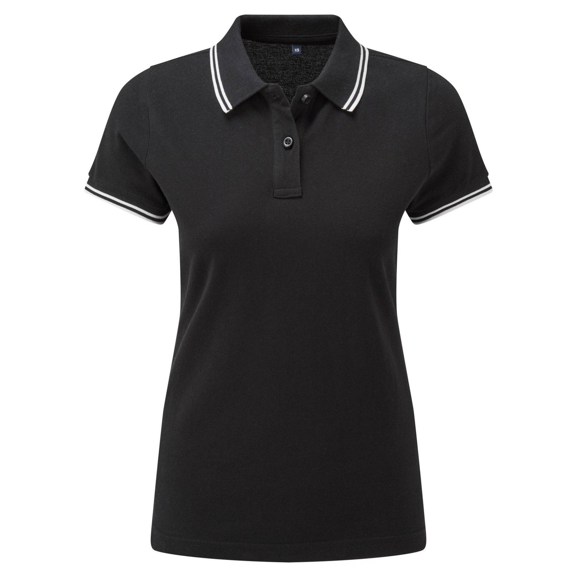 Poloshirt Mit Kontrastfarbenen Streifen Damen Schwarz XL von Asquith & Fox