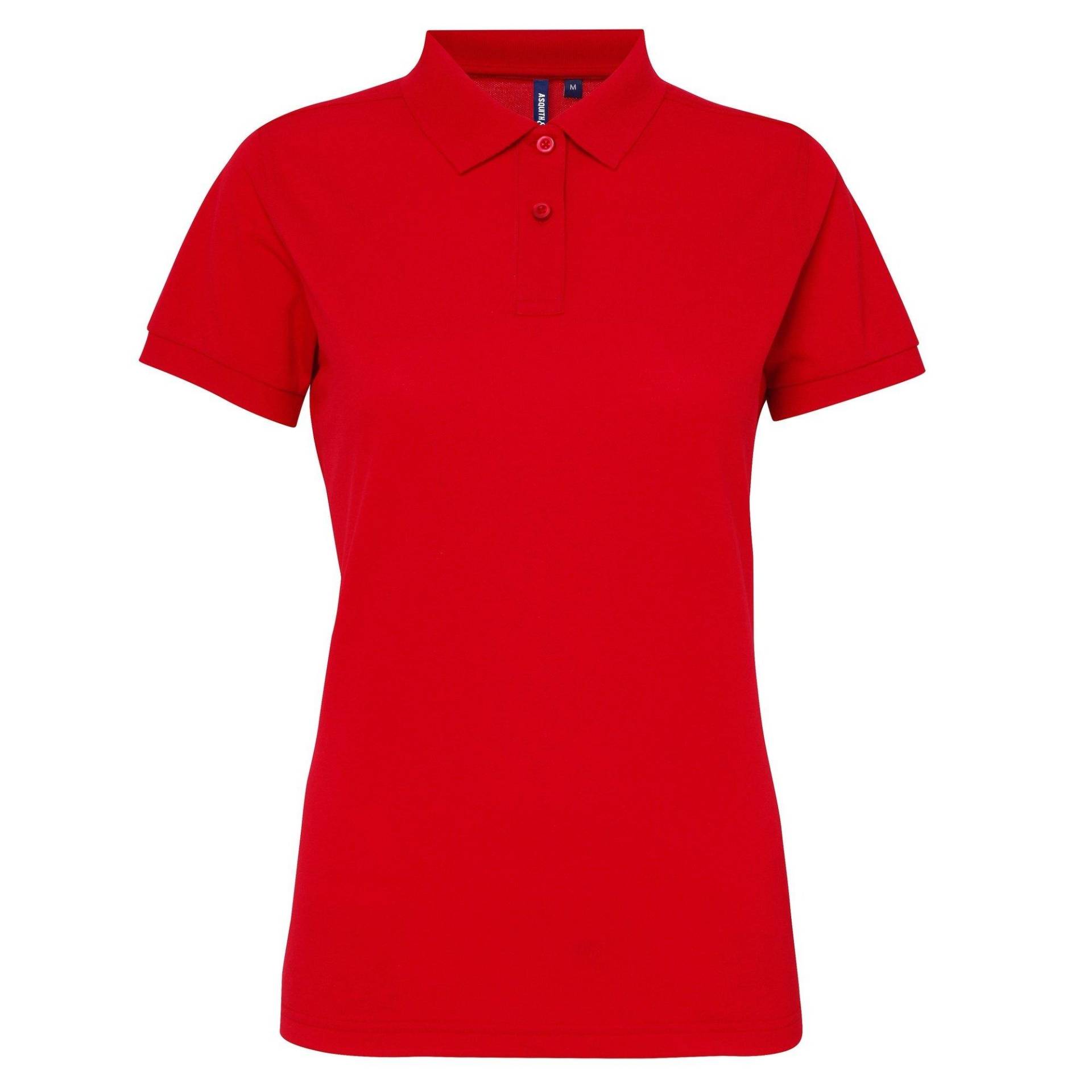 Kurzarm Performance Blend Polo Shirt Damen Rot Bunt XS von Asquith & Fox