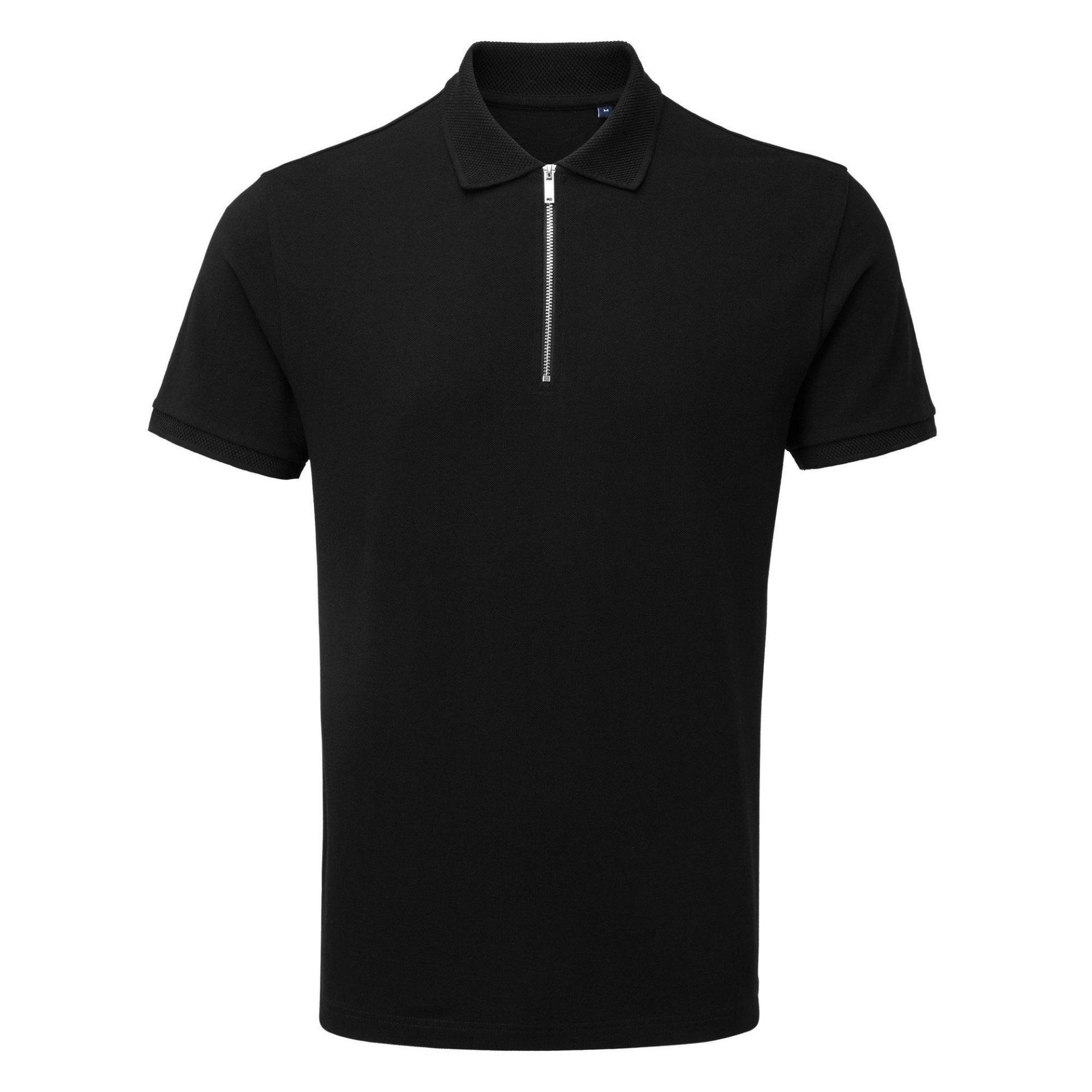 Poloshirt, Mit Reißverschluss Herren Schwarz S von Asquith & Fox