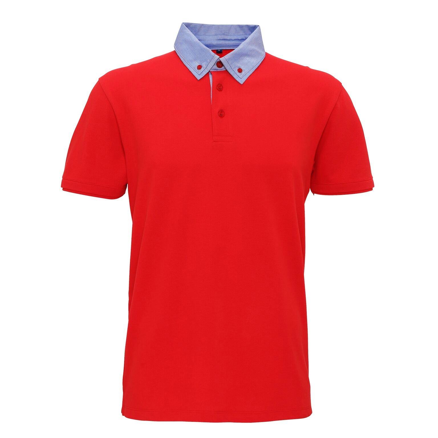 Poloshirt Mit Chambraybuttondownkragen Herren Rot Bunt L von Asquith & Fox