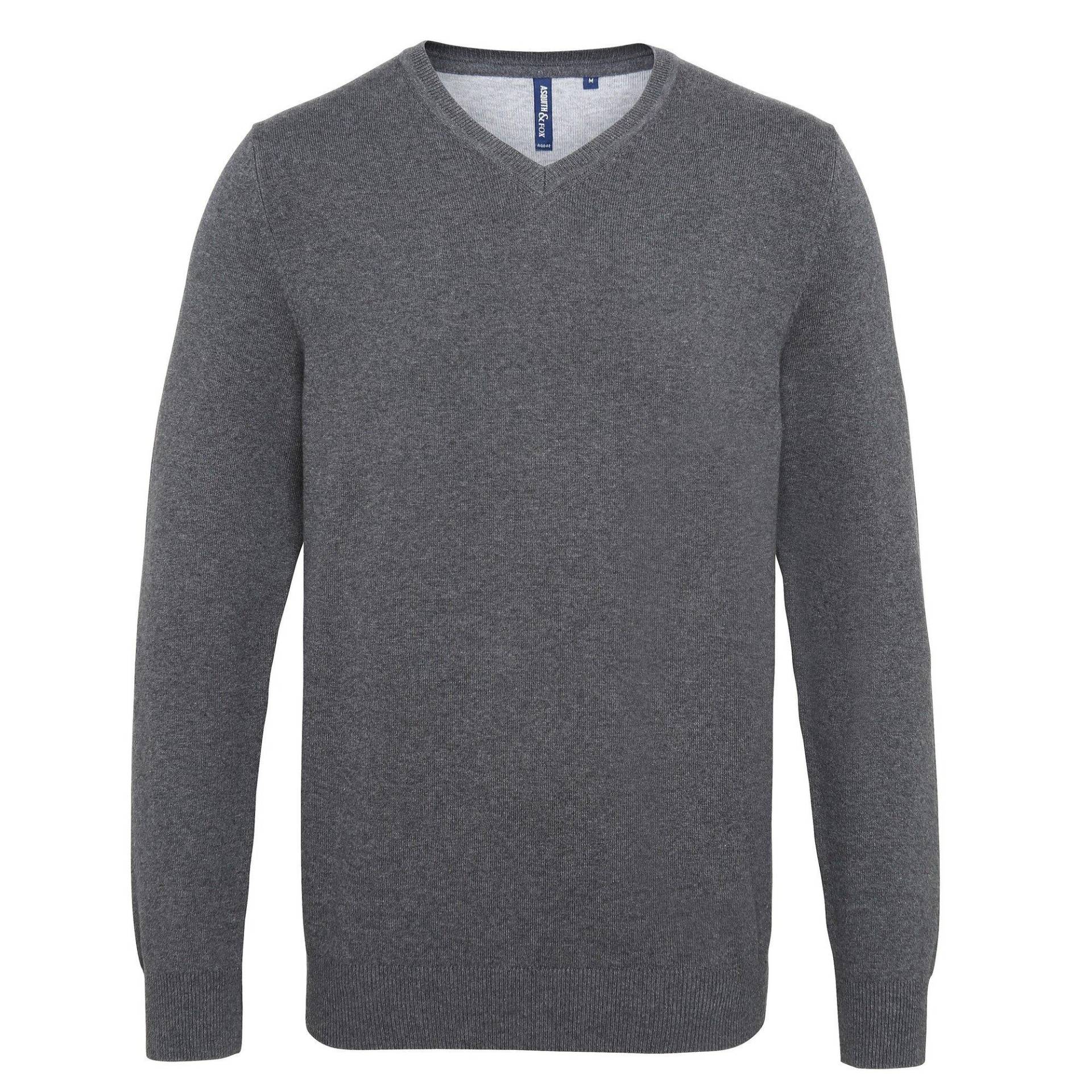 Reichen Vausschnitt Pullover Herren Charcoal Black M von Asquith & Fox