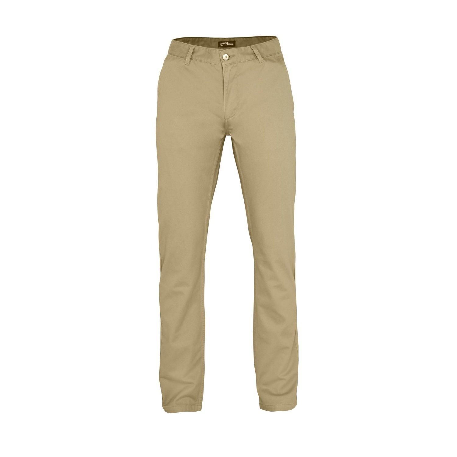 Klassik Hose Chinos Herren Khaki M/L von Asquith & Fox