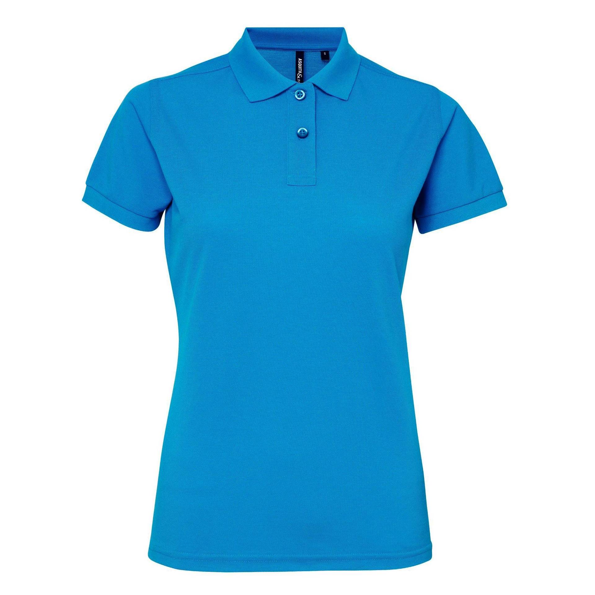 Kurzarm Performance Blend Polo Shirt Damen Saphirblau XS von Asquith & Fox