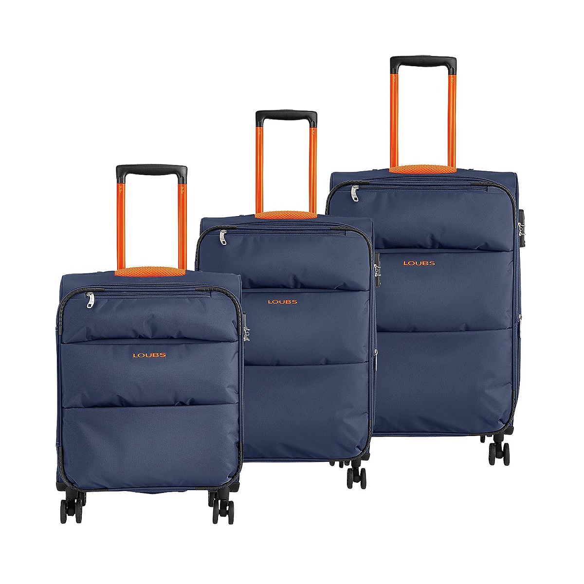 Adelaide Sport 3-tlg. Trolleyset dunkelblau mit Gestell orange von Assima