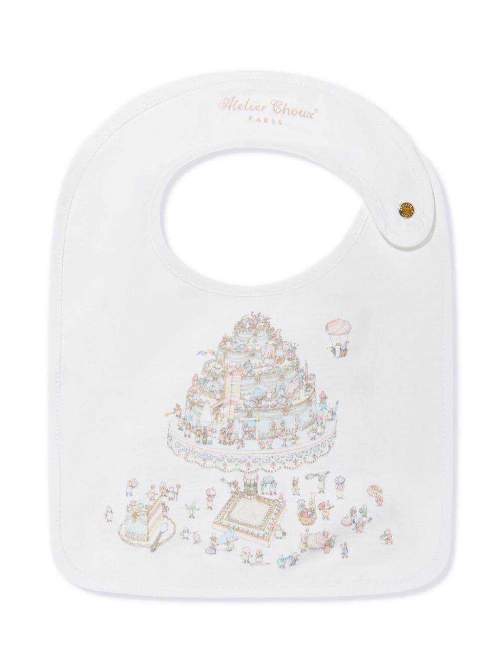 Atelier Choux Le Gâteau-print satin bib - White von Atelier Choux