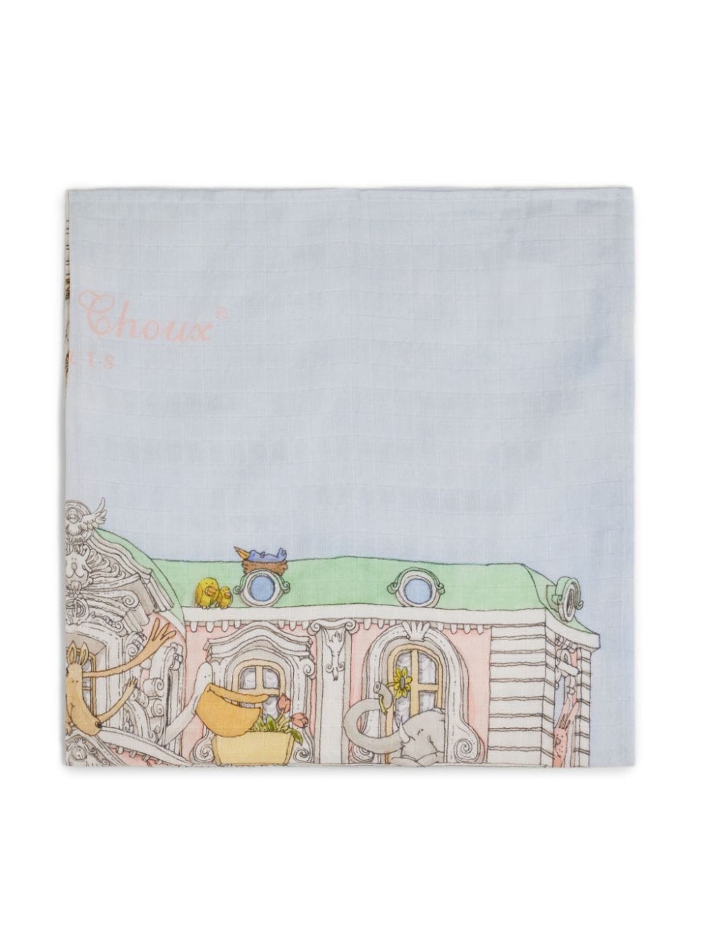 Atelier Choux illustration-print organic cotton blanket - Blue von Atelier Choux