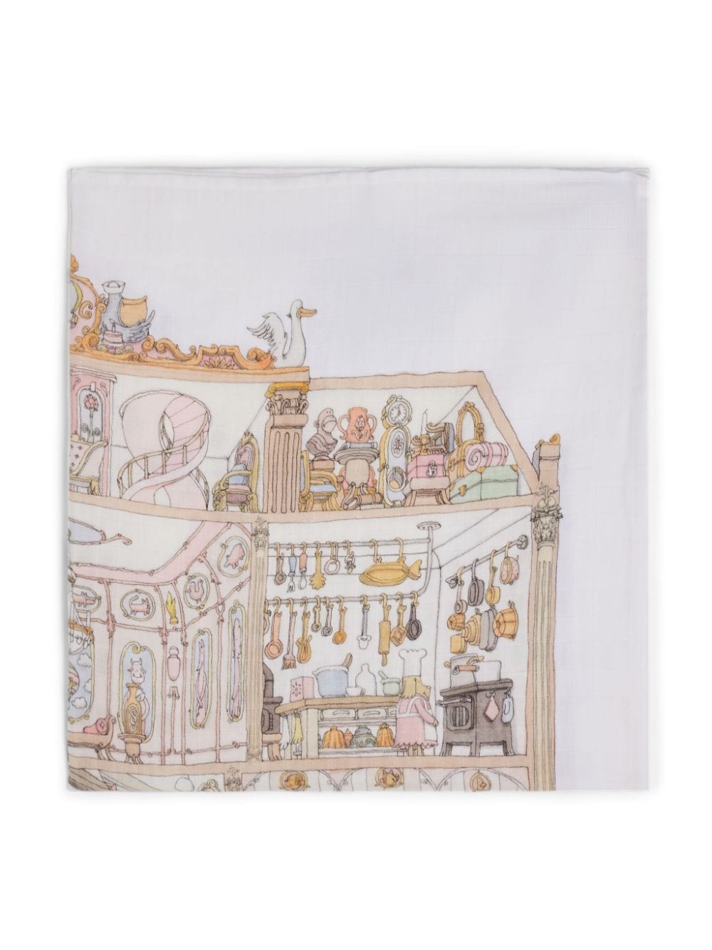 Atelier Choux illustration-print organic cotton blanket - White von Atelier Choux