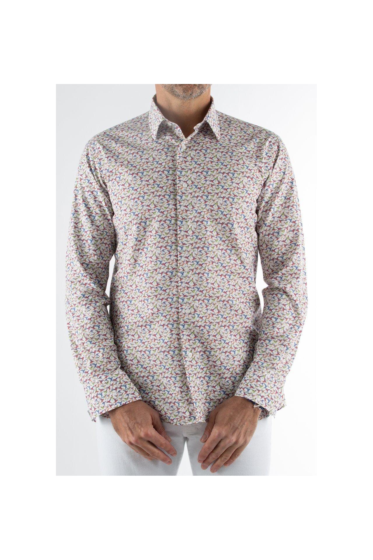 Bedrucktes Shirt Mit Kleinen Kolibris Herren Weiss M von Atelier F&B