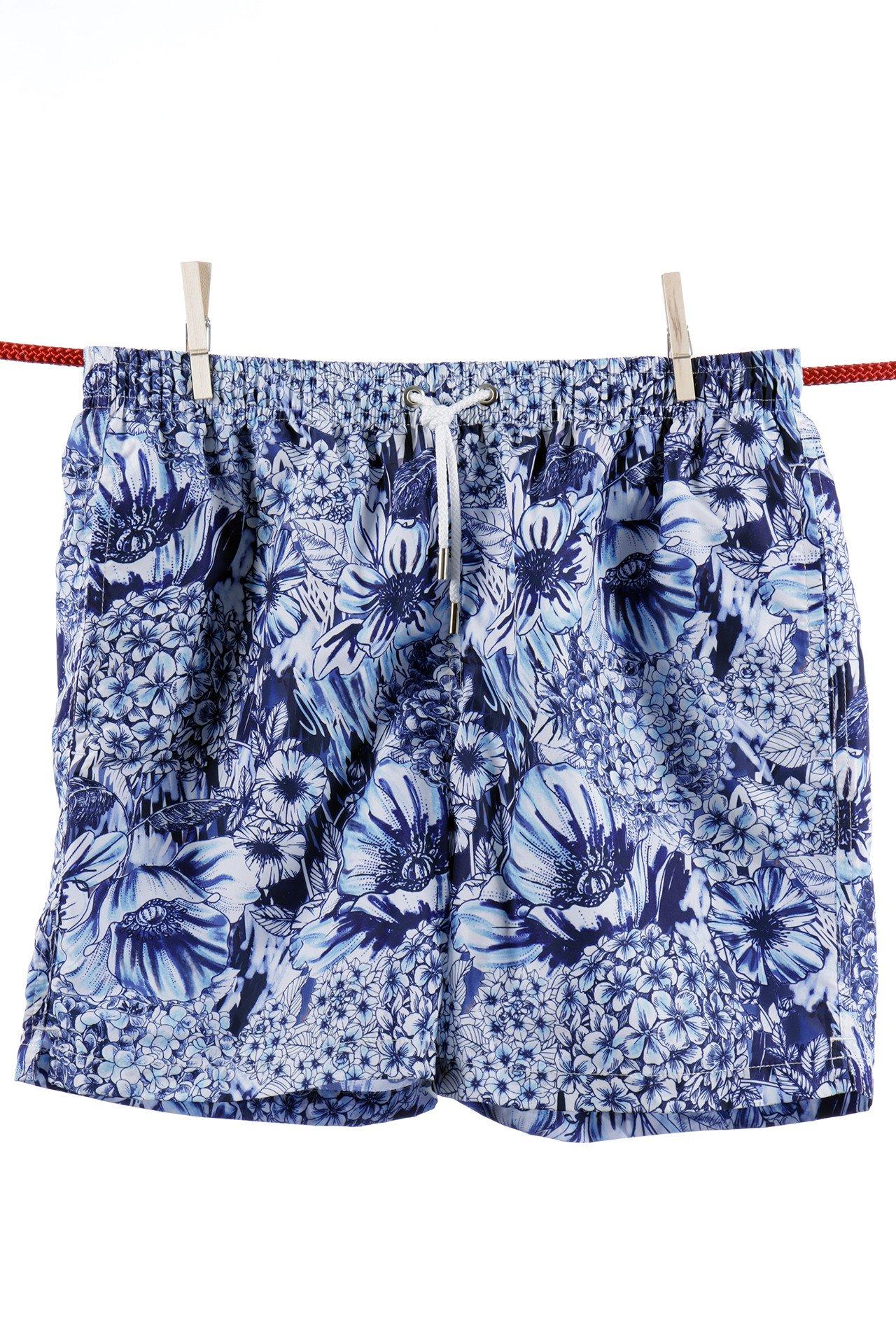 Flower Tattoo Badeshorts - Ibiza-modell Herren Blau M von Atelier F&B