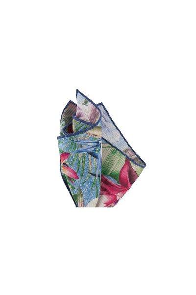 Einstecktuch Mit Tropischen Blumen Herren Blau von Atelier F&B