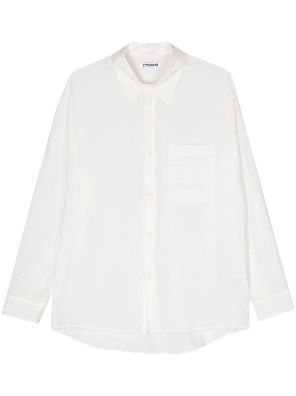 Attachment crinkled long-sleeve shirt - White