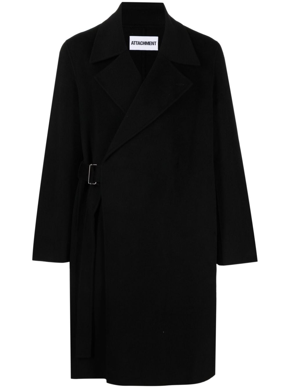 Attachment notched-collar belted coat - Black von Attachment