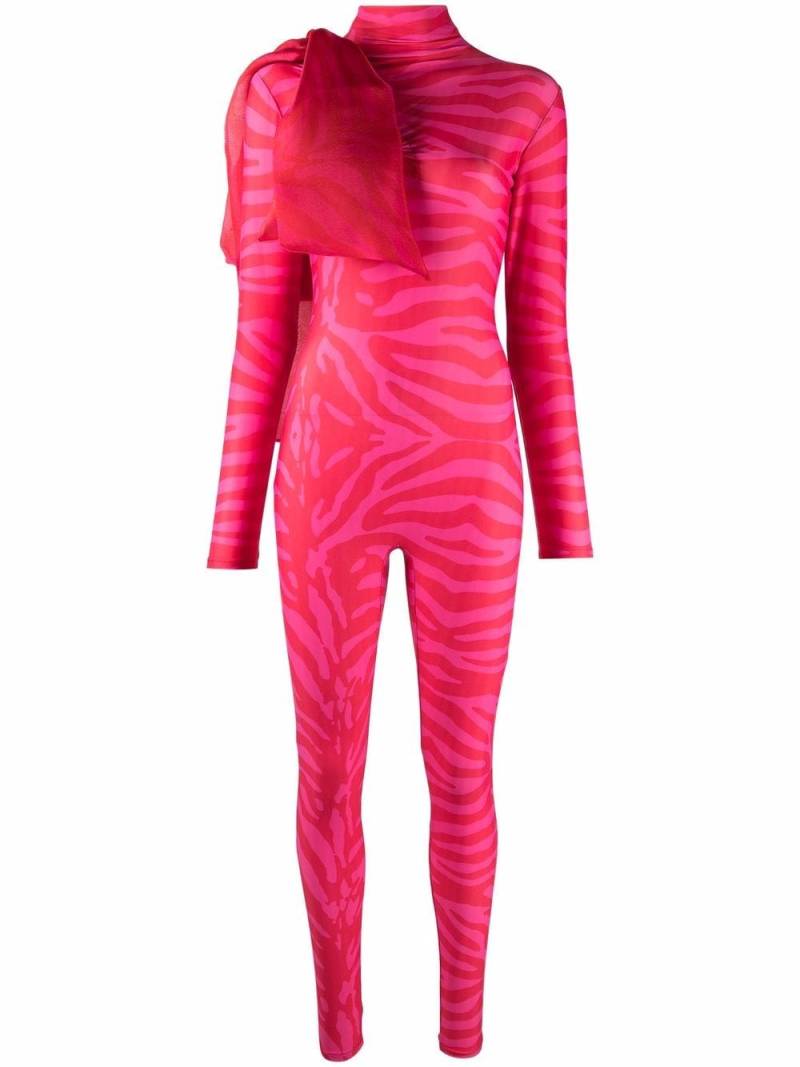 Atu Body Couture Tiger-print organza-bow catsuit - Pink von Atu Body Couture