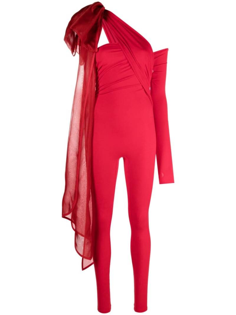 Atu Body Couture bow-detail asymmetric jumpsuit - Red von Atu Body Couture