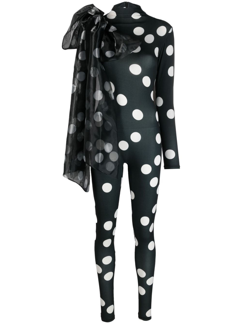 Atu Body Couture bow-detail polka-dot jumpsuit - Black von Atu Body Couture