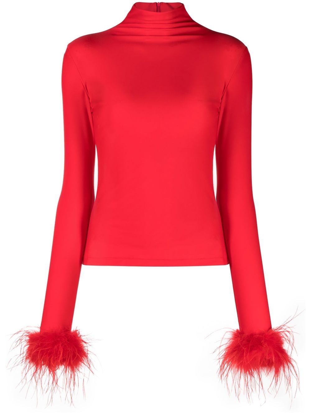 Atu Body Couture feather-cuff high-neck top - Red von Atu Body Couture